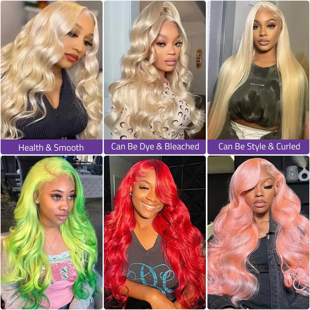 วิกผมแท้สีบลอนด์น้ำผึ้ง 613 ความหนาแน่น 200 ขนาด 36 นิ้ว 13x4 13x6HD แบบโปร่งใส ลอนบอดี้เวฟ พร้อมเชือกผูกด้านหน้า สำหรับผู้หญิง ผมแท้ 100%