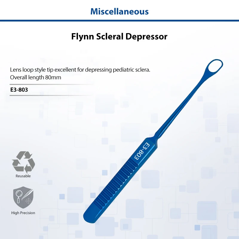 Flynn Scleral Depressor Lens‑Loop Style Tip Autoclavable Titanium Alloy Ophthalmology Instrument For Pediatric Sclera Depression