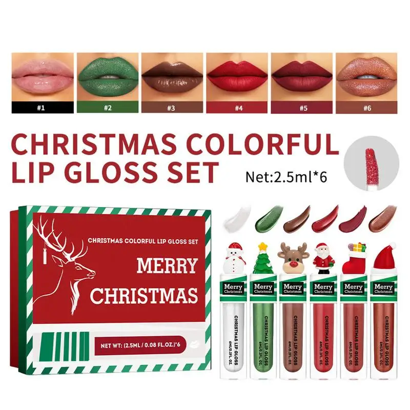 

Christmas Lip Gloss Set 6 Colors T Lip Stain Lipstick Matte Velvet Lip Glaze Waterproof Long Lasting Lip Gloss Lipstick Make