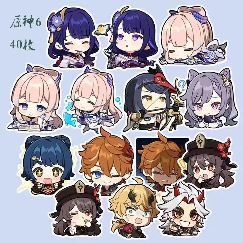 40 PCS Anime Genshin Impact Scaramouche Tighnari Cute Stickers Game Figure Label Sticker Phone Laptop Guitar Luggage Decoration