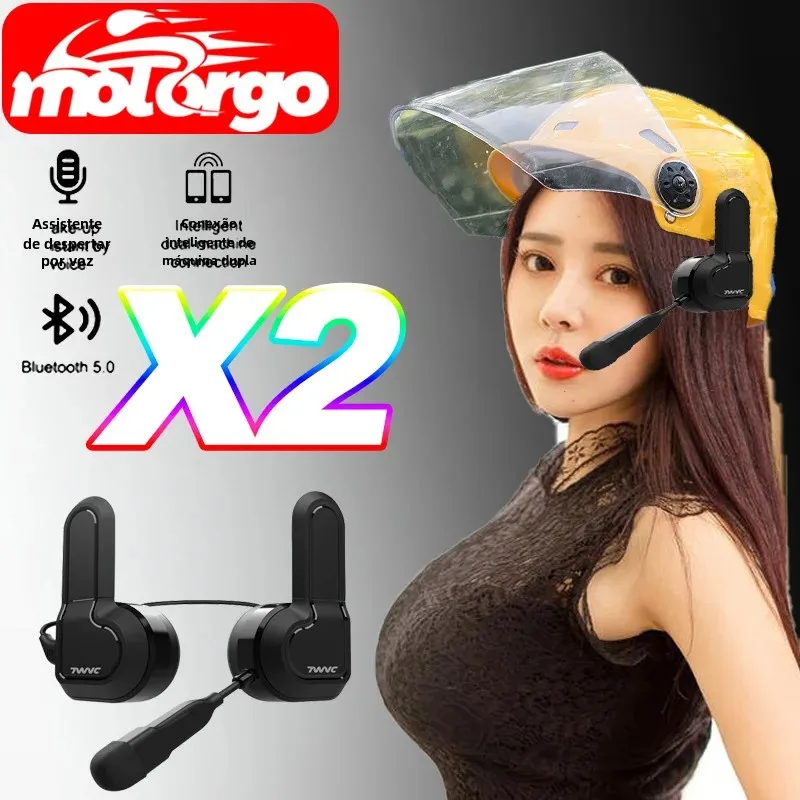 Fone de ouvido Bluetooth para motocicleta com suporte de clipe, capacete de moto estéreo sem fio, reprodutor de música, fone de ouvido viva-voz