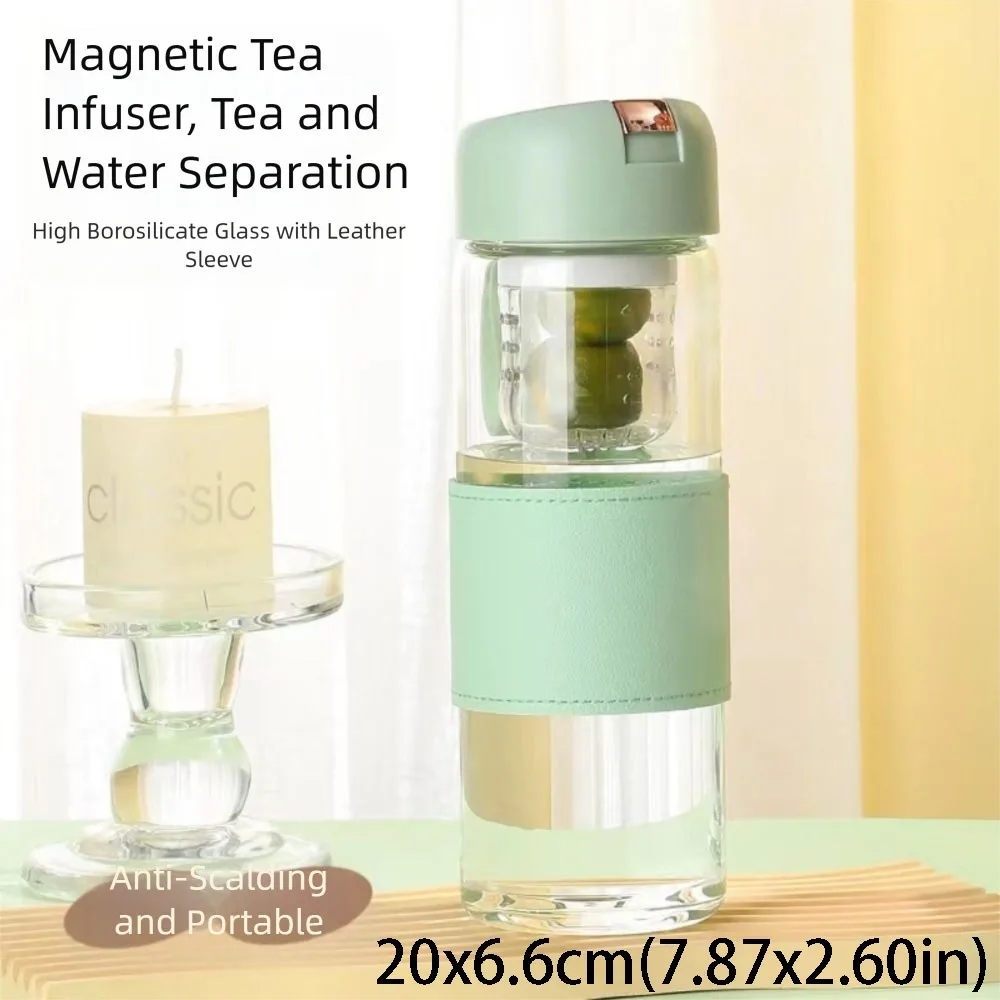 

Portable Design Glass Water Bottle Large Capacity High Temperature Resistant Tea Water Separation Cup Tritan Material