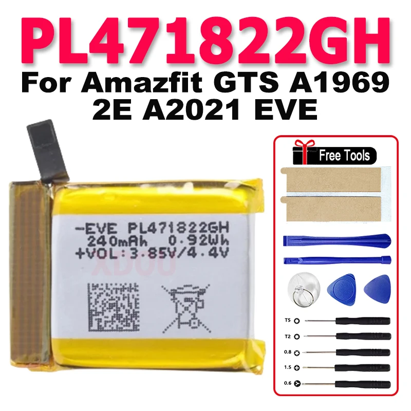 

PL471822GH 240 мАч аккумулятор для Amazfit GTS A1969 2E A2021EVE PL471822GH Сменный аккумулятор + бесплатные инструменты