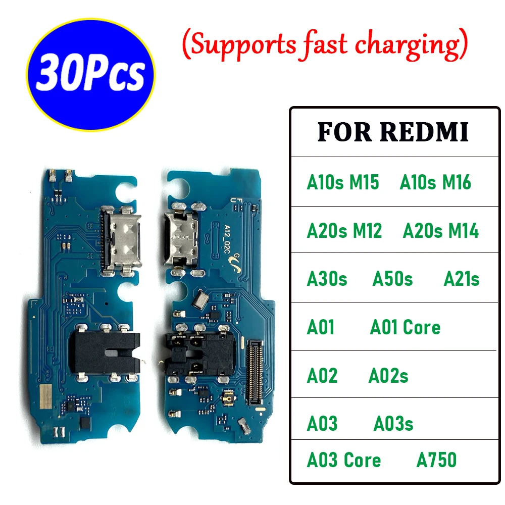 

30Pcs，USB Charging Dock Plug Socket Jack Connector Charge Board Cable For Samsung A10S A20S A30S A50S A21S A01 A03 Core A02S