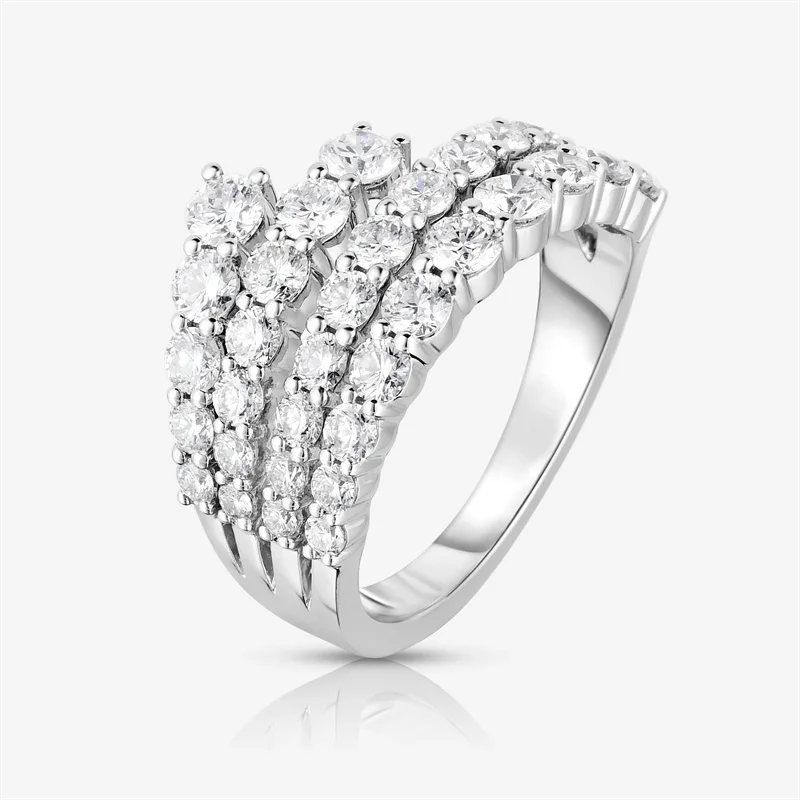 Huitan Stilvolle Fingerringe, mehrschichtig, mit kubischem Zirkonia, modisch, vielseitig, Damen-Accessoire, Hochzeit, Party, Statement-Schmuck