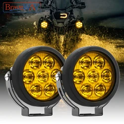 BraveWAY LED Motorcycle Spot Light 4.5 Inch Driving Lamps for Moto Off-Road Truck Tractor 4x4 Work UTV Auxiliary Headlights