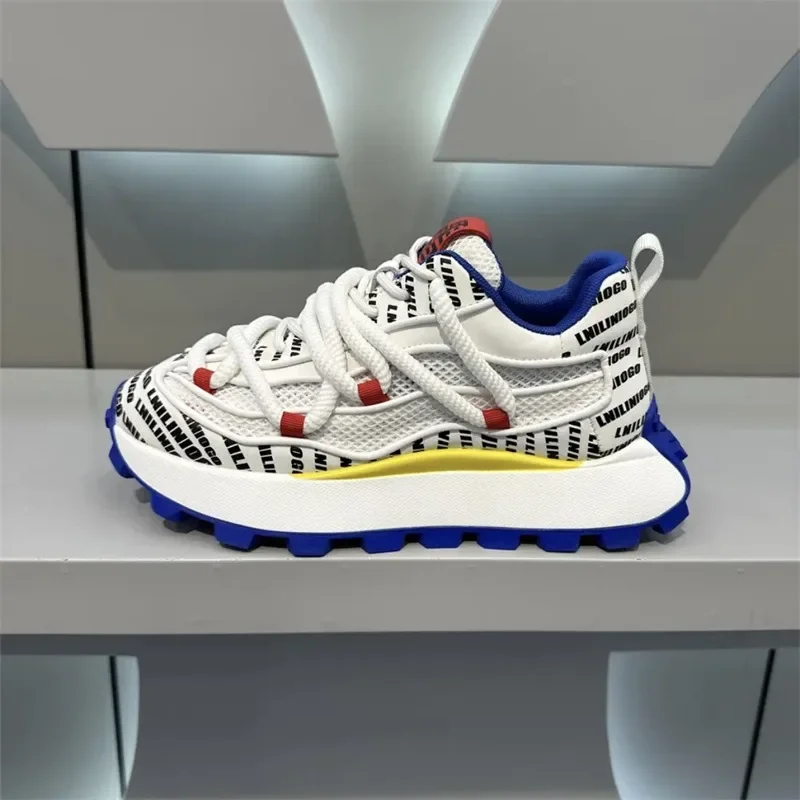 Spring and Autumn New Men\'s Shoes Thick soled Height Increasing Casual Shoes Comfortable and Breathable Running Sports Shoes