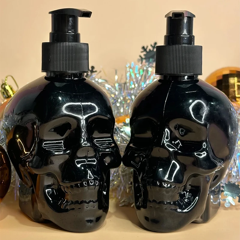 

350ml Skull Hand Soap Push Bottle Creative Skull Soap Dispenser Refillable Shampoo Lotion Container Bathroom Kitchen Decoration