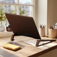 （Summer6）1 Set Foldable Wooden Laptop Stand - Adjustable Ergonomic 12° Angle With Cooling Design For Notebook Tablet