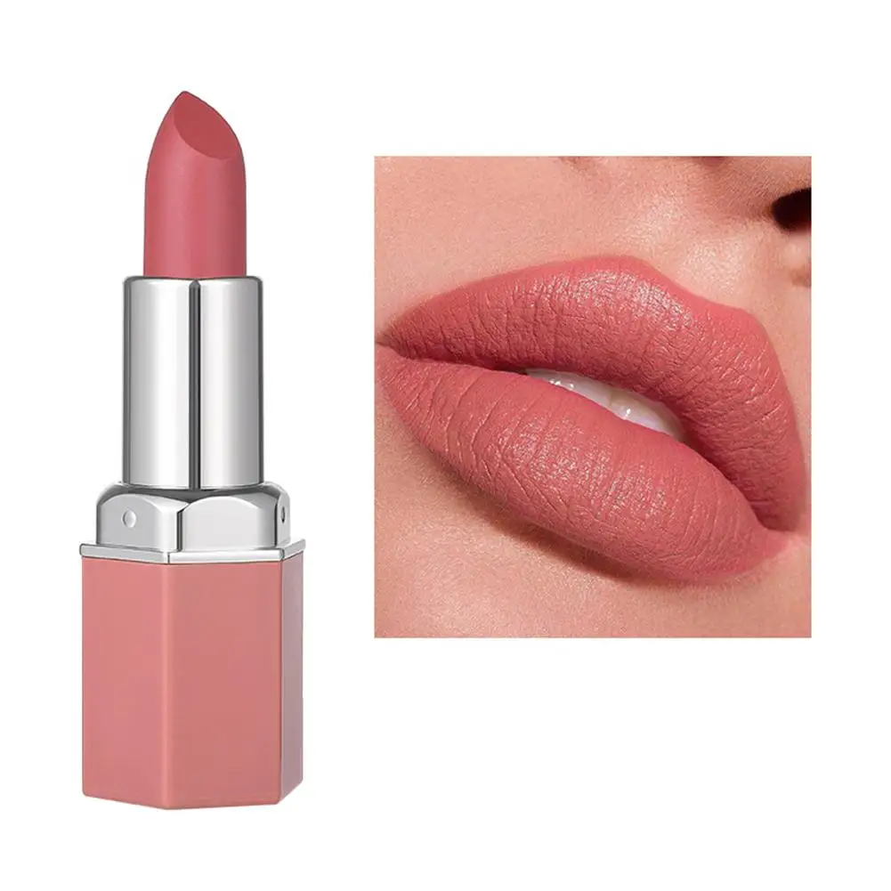 6-color matte Moisturizing Lipstick Non Easy to Stick Cup Tint Lip Fading Velvet Non Finish Makeup P6X8