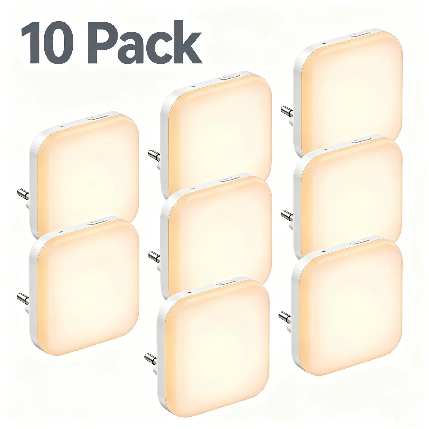 Wall Socket Square LED Night Light EU Plug Adjustable Brightness Button Operated Soft Warm Lamp For Bedside Stair Hallway Restro