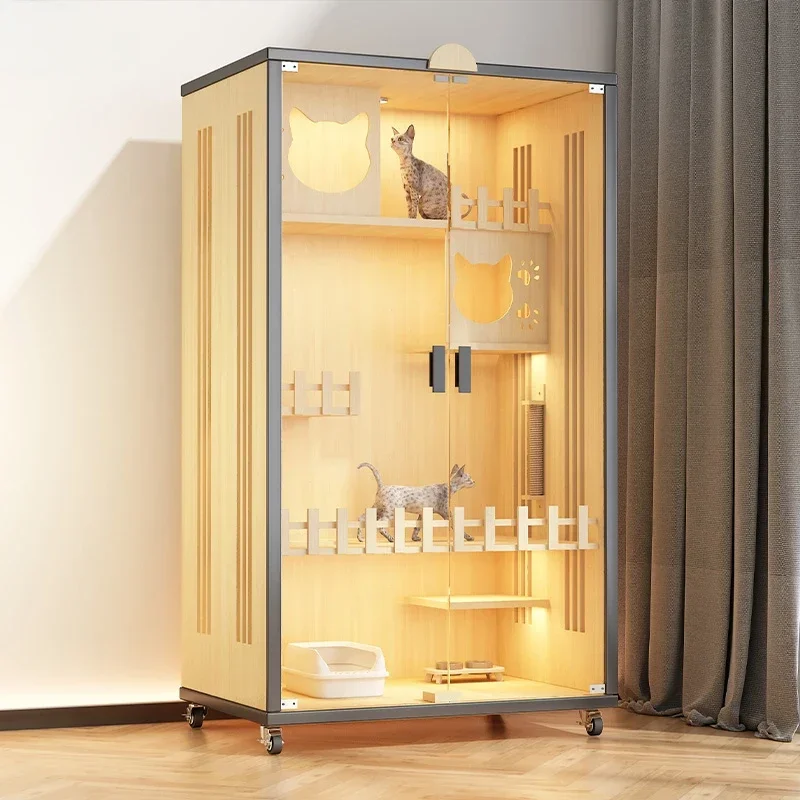 

Cat Villa Household Wooden Cage Indoor Pet Room Nest Large Free Space Climbing Frame Integrated Cabinet