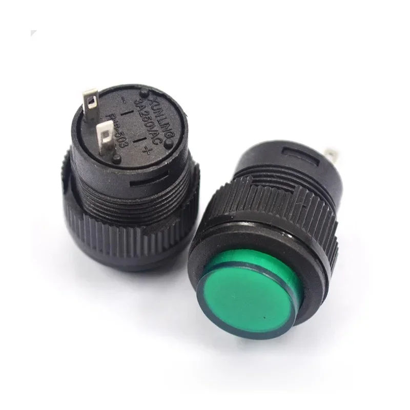 5/20/100PCS R16-503AD/R16-503BD With light LED Push Button Switch Jog Reset Self-Locking Switch Round 4 Pin 2 Pin 16MM  3V