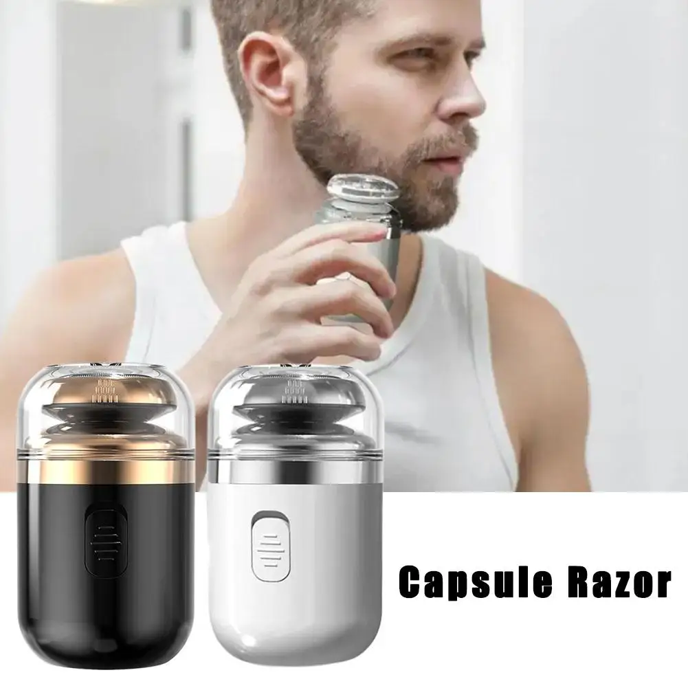 2 IN 1 Mini Portable Electric Capsule Shaver Nose Hair Travel Scraper Men's Razor Beard Rechargeable Electric Trimmer M5C8