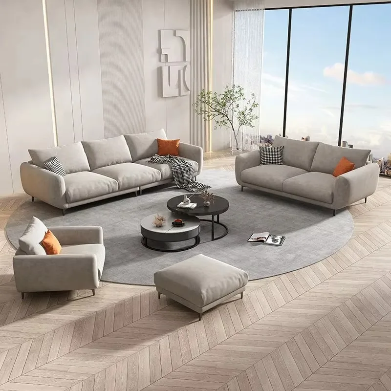 Hot Sale Cheap Suede Fabric Corner Sofas for Home Apartment Hotel Living Room Couch Sofa Modern Three Seater Sofa