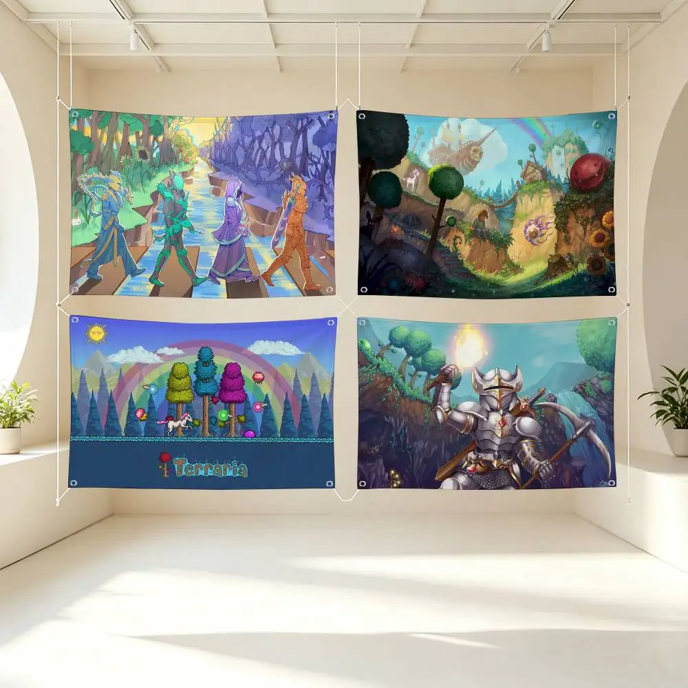 Hot Game T-Terraria Cool Flags Wall Hanging Tapestry Outdoor Garage Room Decorative flag Background Blanket