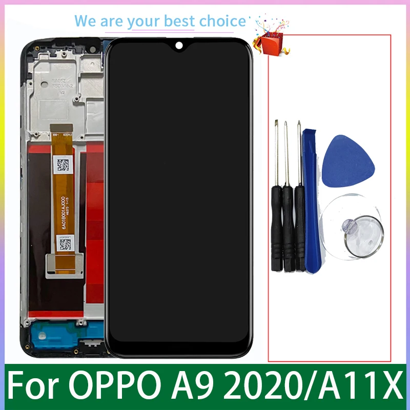 Écran LCD d\'origine avec cadre pour OPPO, pièces de rechange pour Hébergements eur d\'écran tactile, 6.5 en effet, A9 2020 A11X, CPH1937, CPH1939,