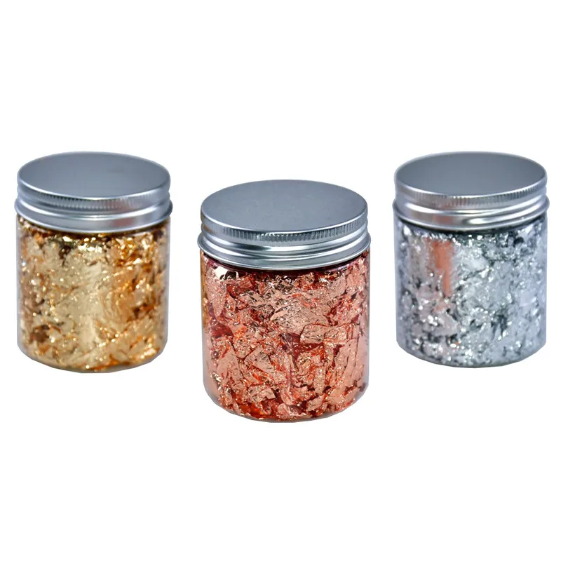 1g/3g Imitation Gold Sliver Copper Foil Sequins Glitters Craft Leaf Flake Sheets Bulk Foil Paper For Gilding DIY Nail Art Decor
