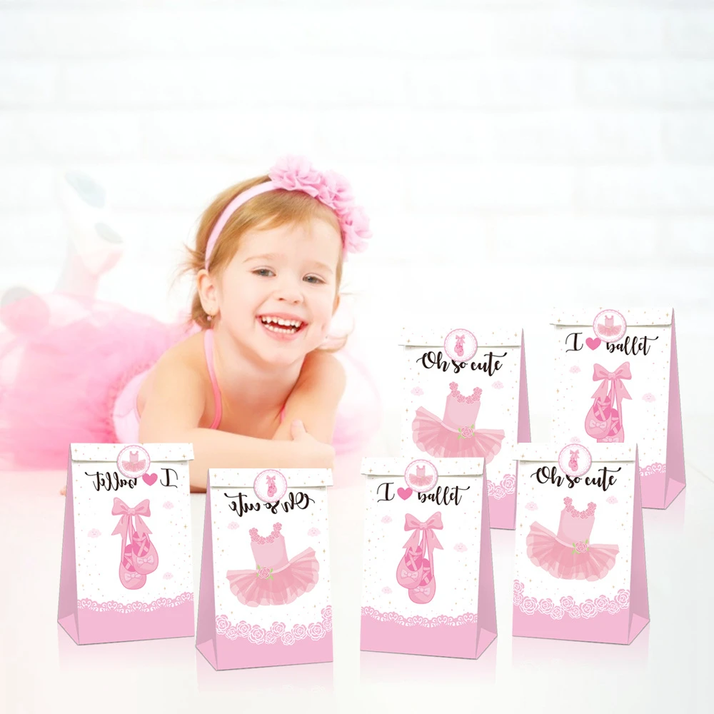 X12 Pretty Ballerina Girl Party Paper Gift Bag con adesivi X18 150G Quality Environmental Kraft Paper Gift Paper Packing