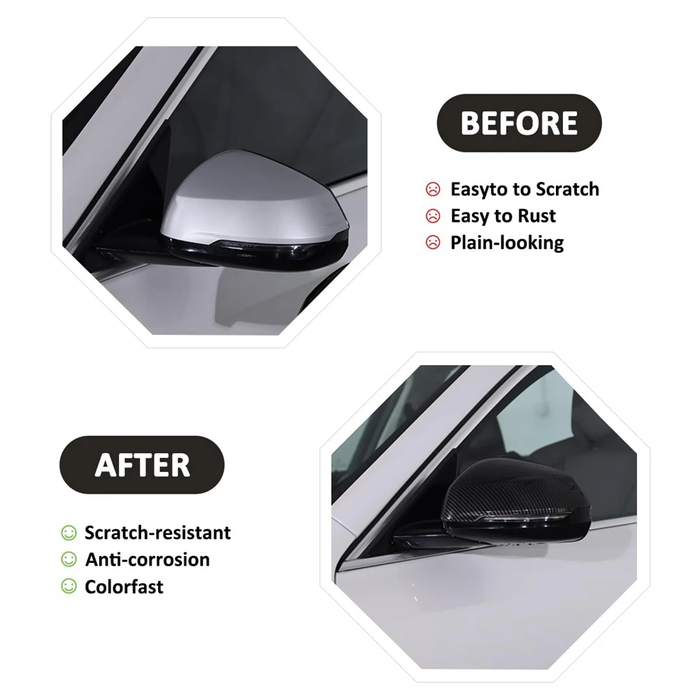 غطاء مرآة الرؤية الخلفية للسيارة الخارجية ، ملصق زخرفي ، قطع غيار ، ABS Carbon ، BMW X1 U11