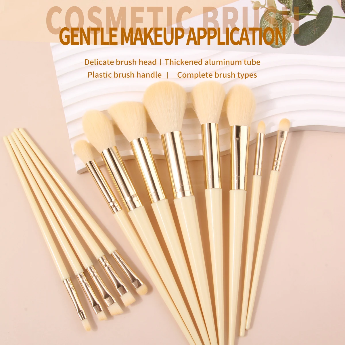 多機能イエローメイクブラシセット,初心者向け,ブラシ修理,ツール,完全,13個