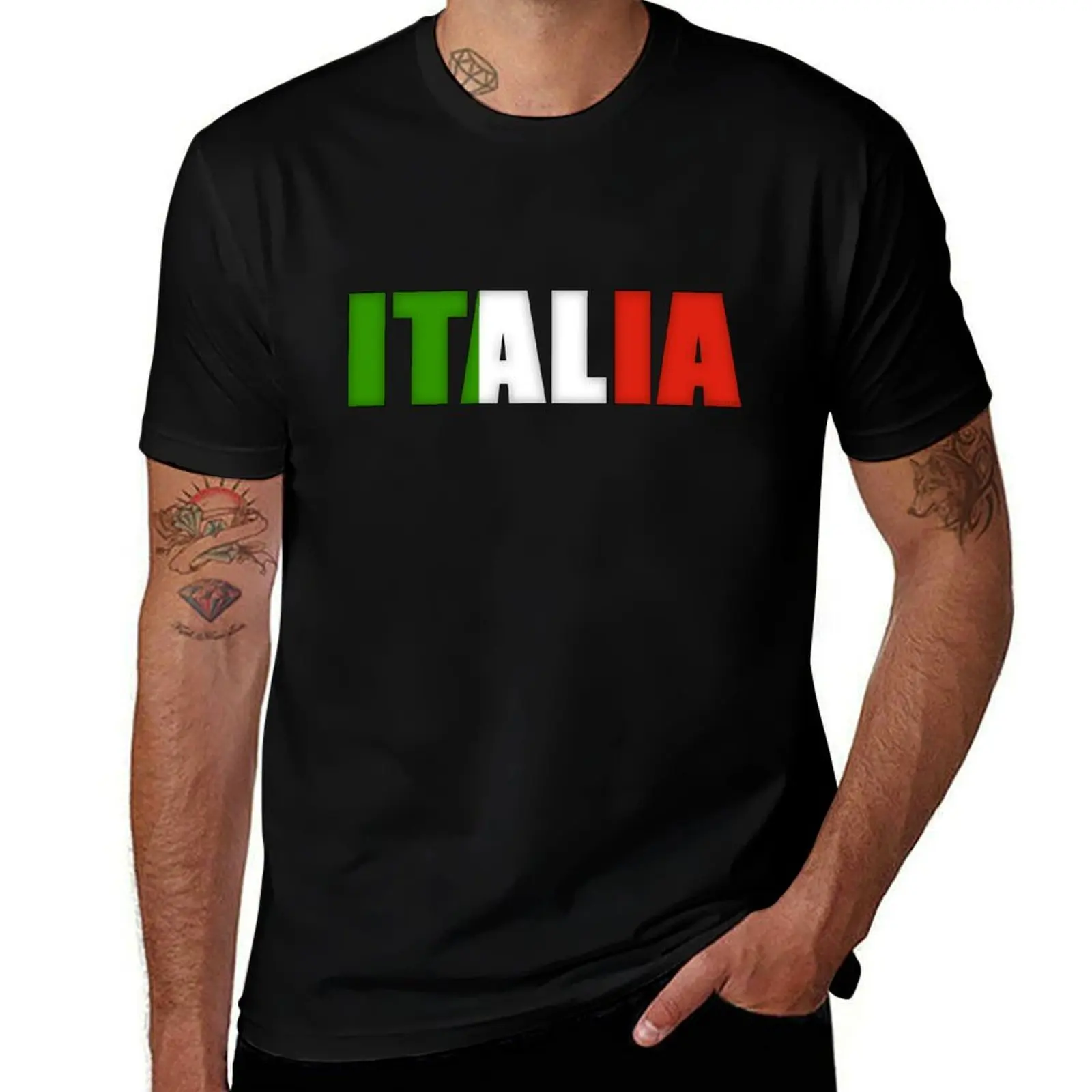 Italy Italia Flag T-Shirt Casual Streetwear Short Sleeve Tee