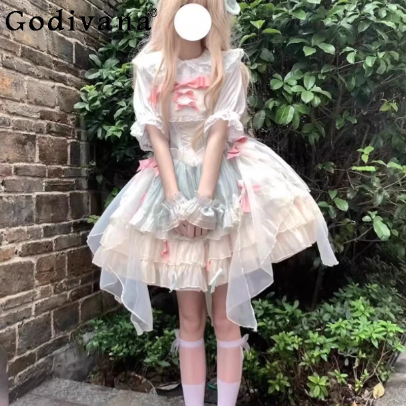 

Spring Summer Elegant Princess Lolita JSK Suspender Dress Sweet Girl High Waist A-line Age Reduction Cute Cake Fairy Dresses