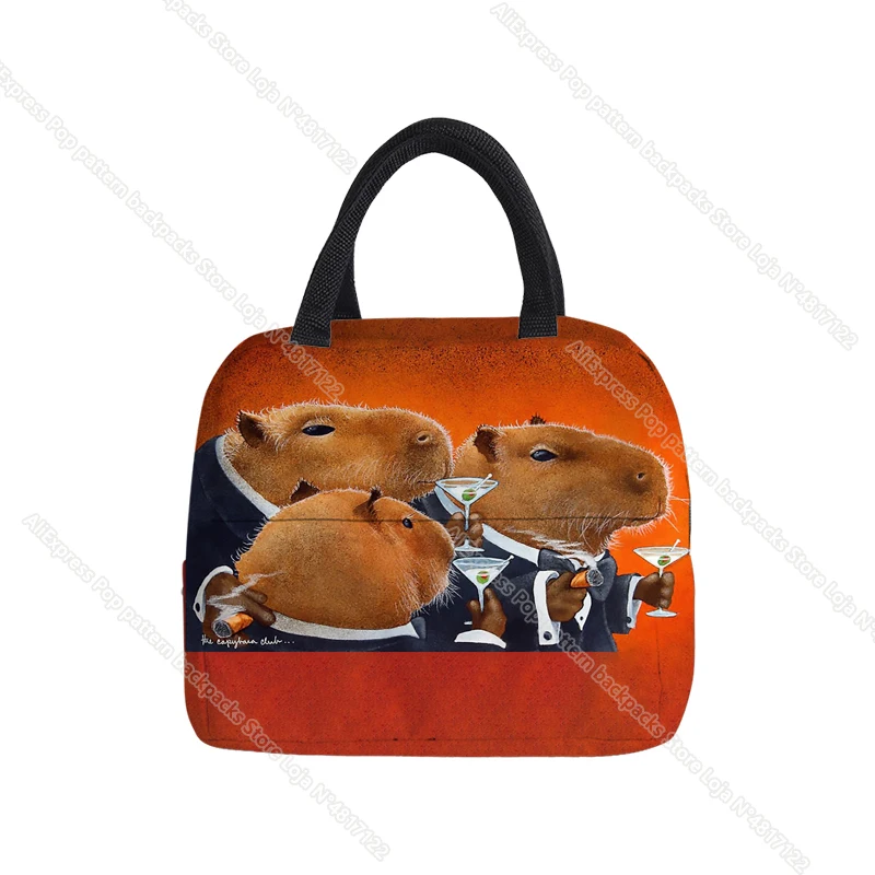 Capybara Fluffy Lunch Box Bag Cartoon My Spirit Animal Tote Insulation Student Lunch Bag Thickened Aluminum Foil Box