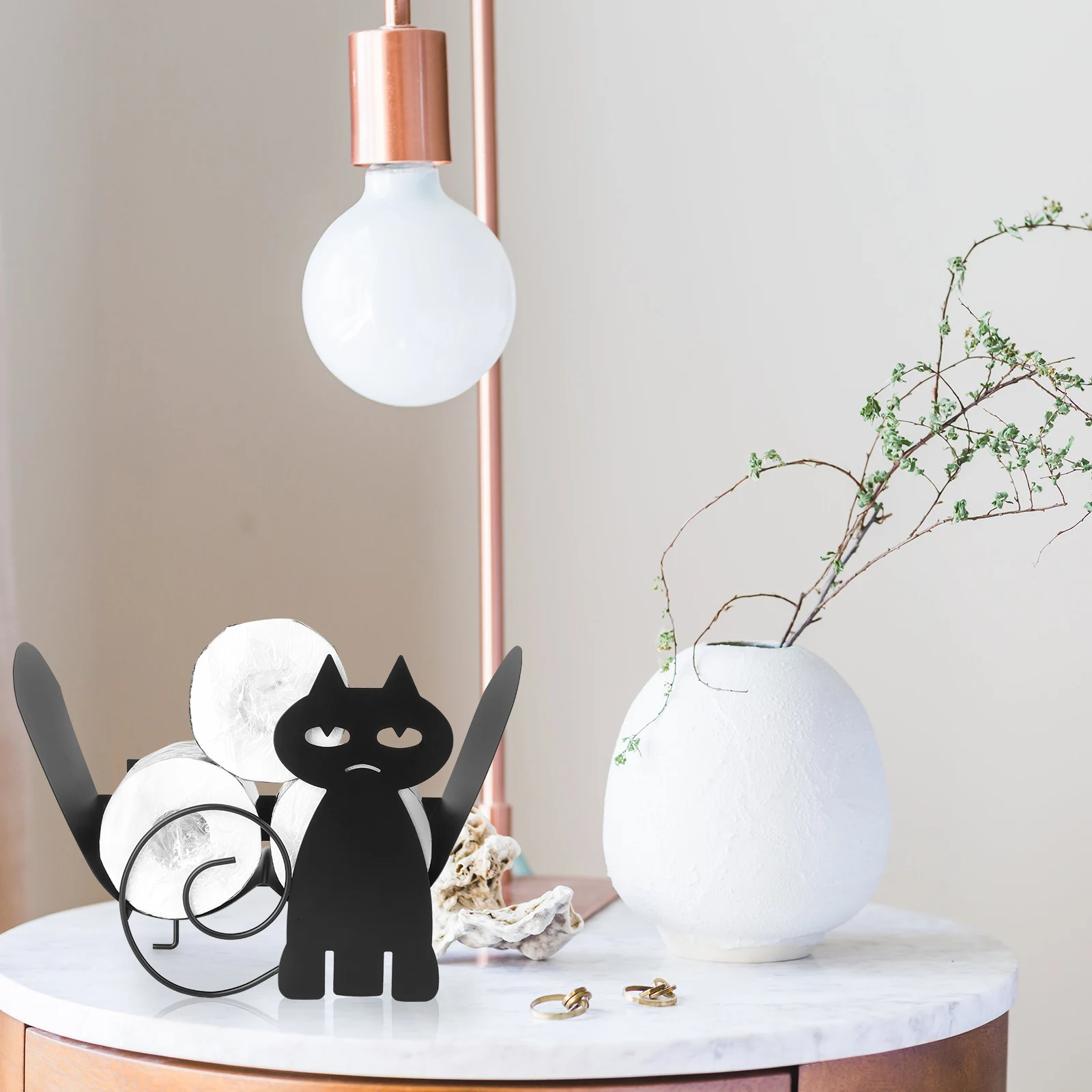 

Cat Shaped Roll Paper Holder Metal Tissue Organizer For Home Kitchen Bathroom Office Wall Mount Paper Towel Rack Decor