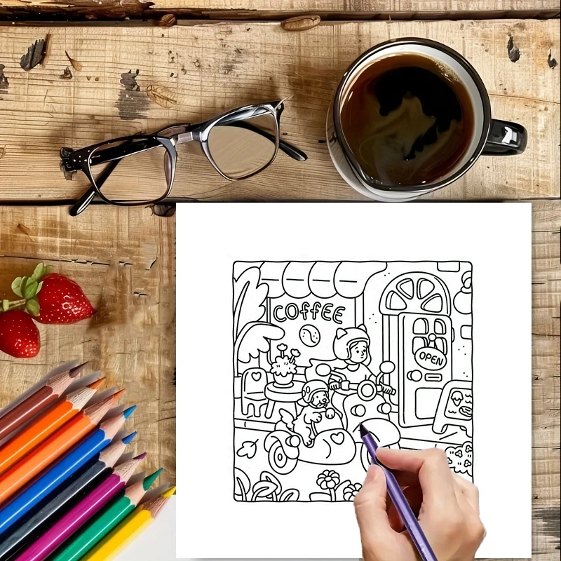 28 Pages Dog Style Coloring Book for Adult | Colouring Book, Drawing Supplies for Christmas, Thanksgiving