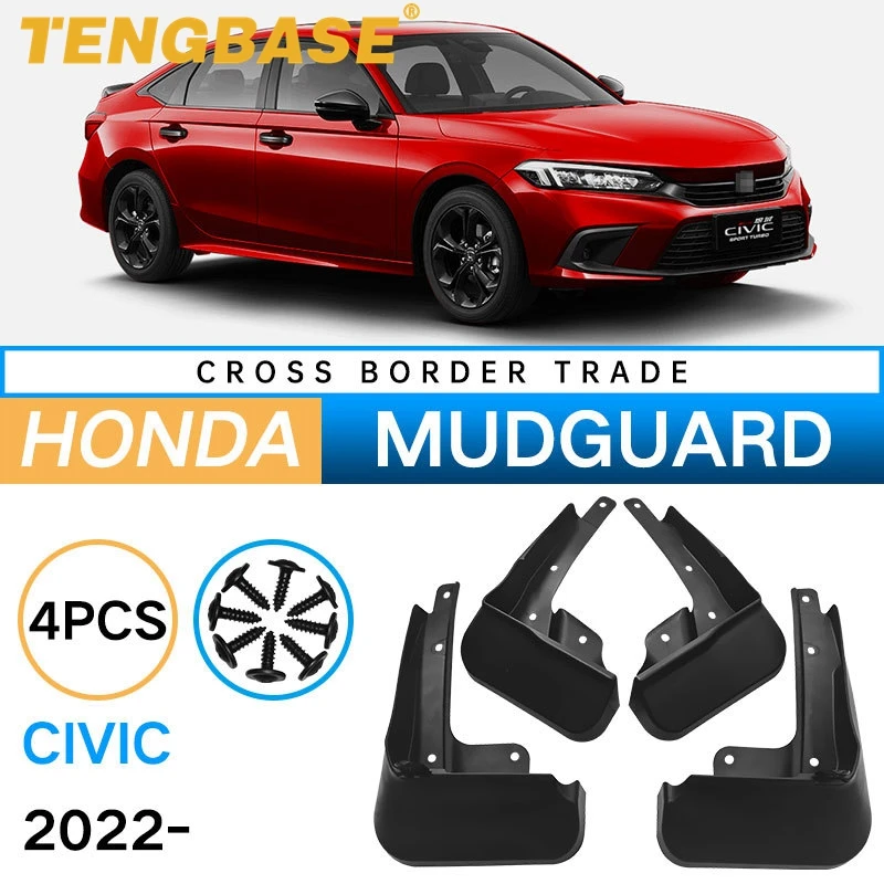 

4PCS For Honda 11th Civic 2022 Mudflap Mud Flaps High Quality Plastic Mudguard Guard Splash Fender Cover Car Accessories