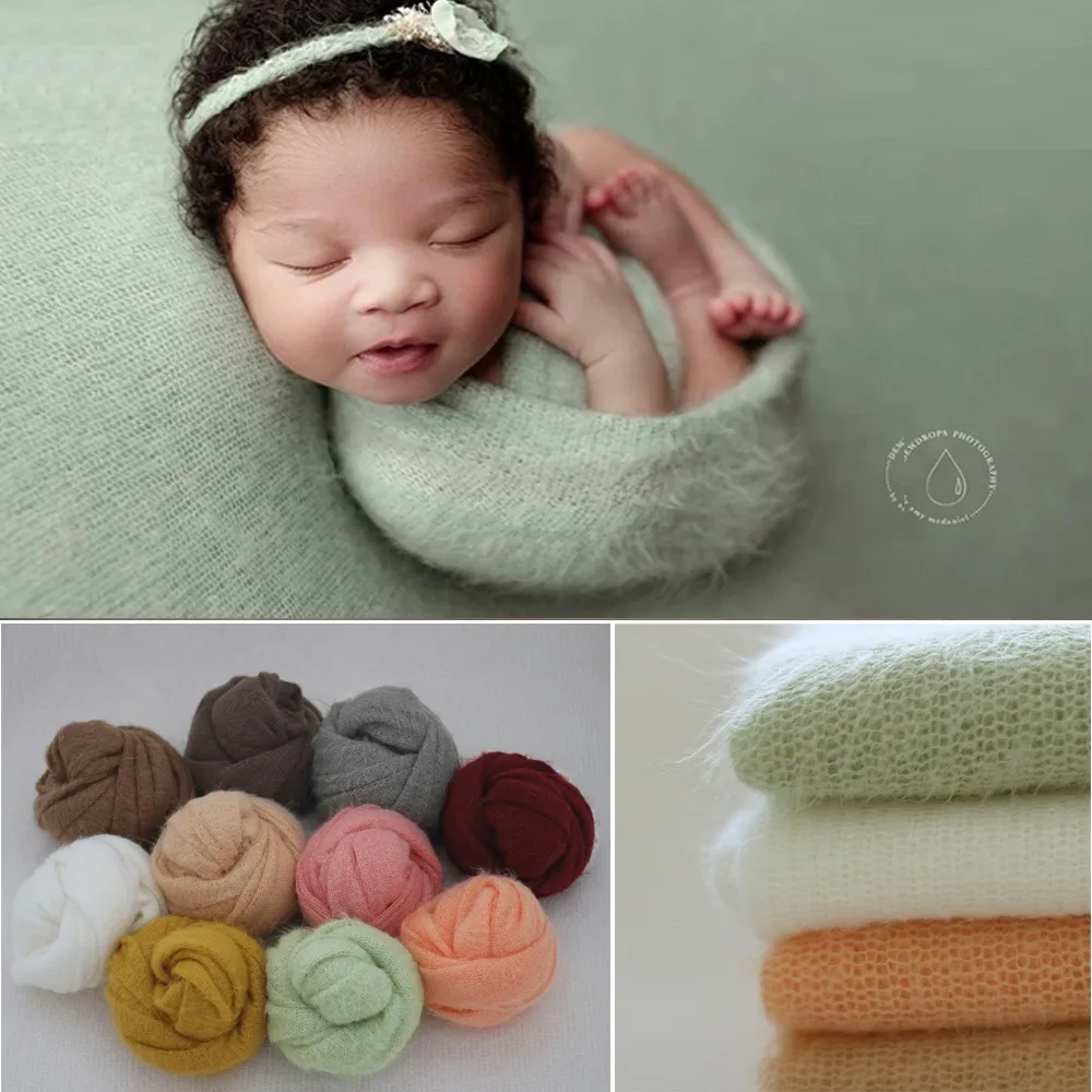 10 color Newborn Photography Props Baby Wraps Photo Shooting Accessories Photograph Studio Blanket  Mohair Elastic Fabric