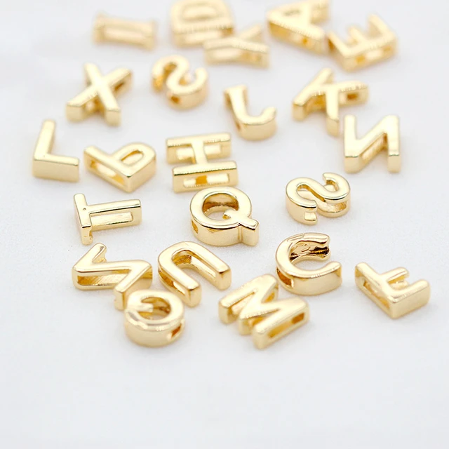 Holes 1.4MM 14K Gold Color Plated Brass A To Z Alphabet 26 Letters Charms Pendants For DIY Jewelry Making AliExpress 36