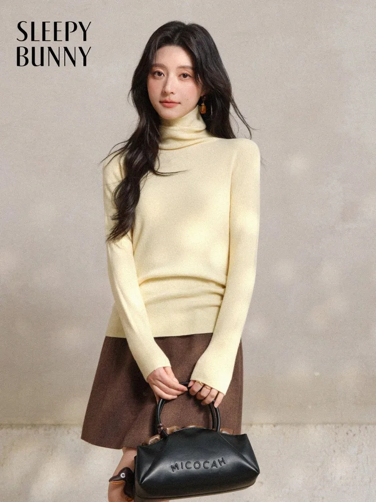 

Мягкий вязаный свитер с воротником-стойкой, женский облегающий пуловер, топ, эластичный внутренний слой с длинными рукавами, элегантная зимняя повседневная базовая одежда