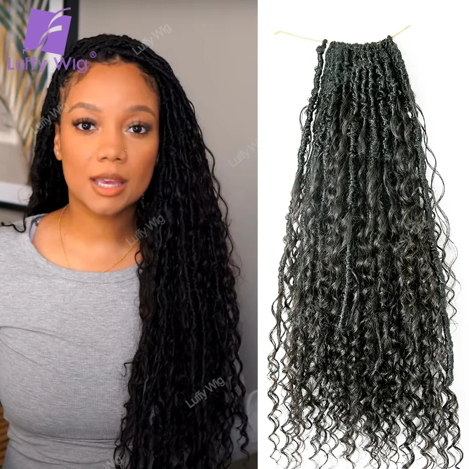 Crochet Boho Locs Brading Hair With Human Hair Curls Pre Looped Crochet Boho Dreadlocks Human Hair Curly Ends Hair Extensions