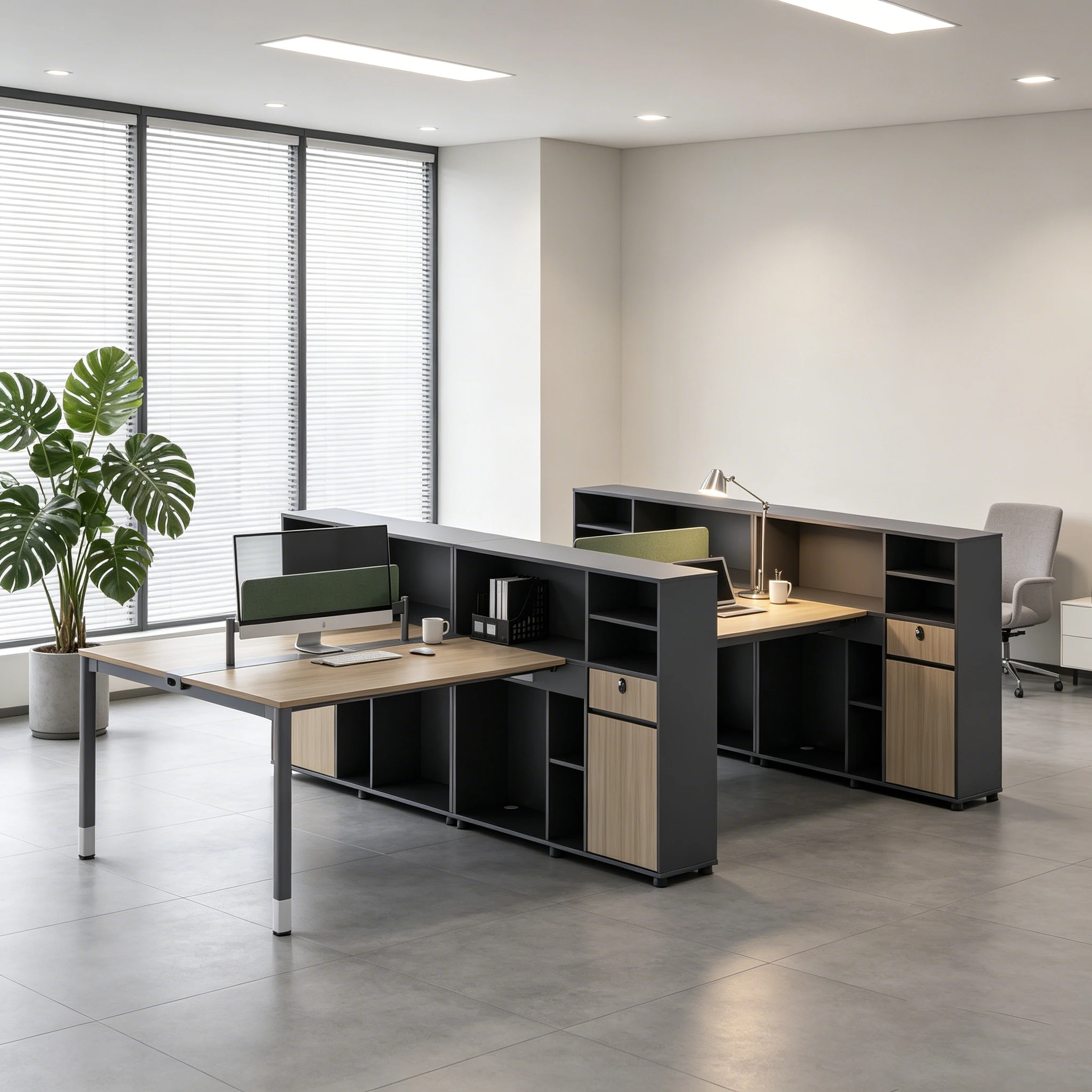 Modern Luxury Ergonomic MDF Office Desk Set with Storage and Pneumatic Lift for Home/Office Use