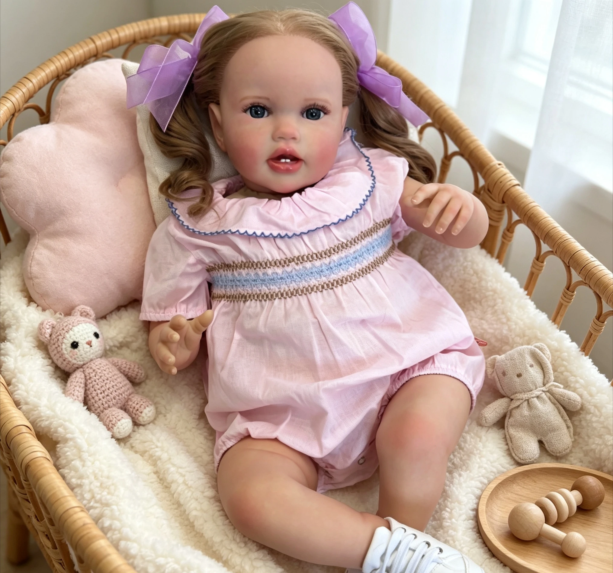 NPK 60CM 3D Skin Handmade Reborn Lottie Toddler Baby Princess Girl Lifelike Soft Touch for Xmas Gift