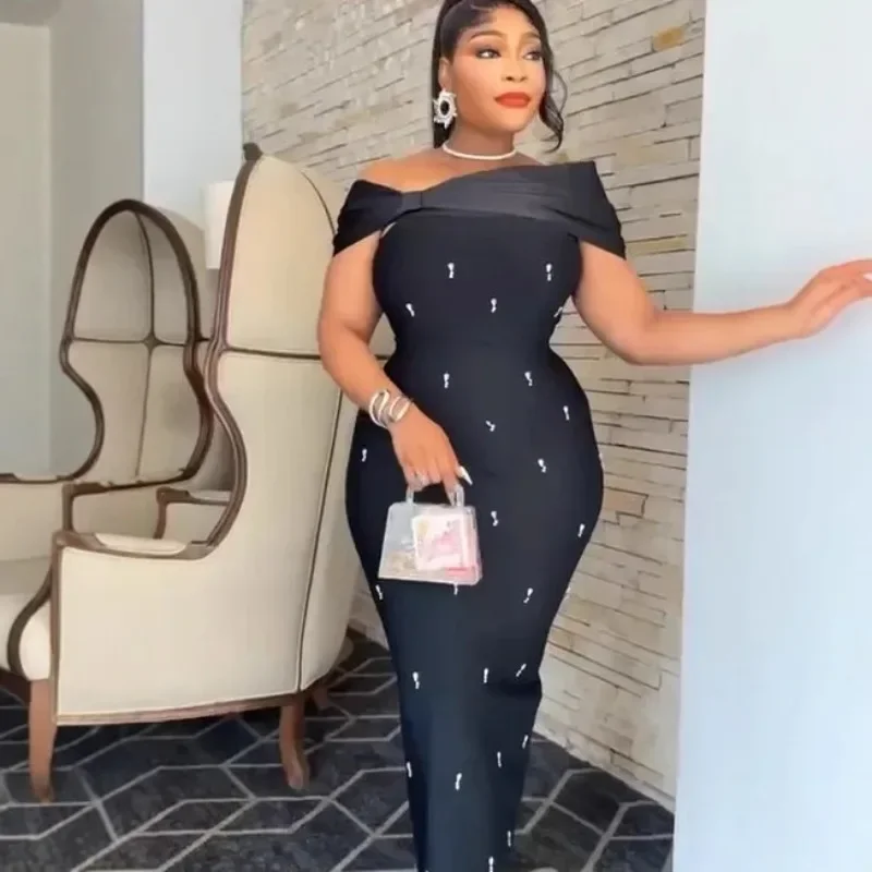 Dashiki African Dresses for Women 2026 Spring Summer African Sleeveless Polyester Black White Red Bodycon Long Maxi Dresses