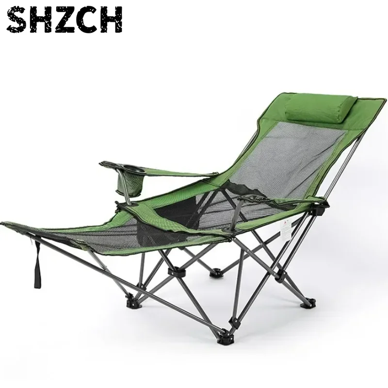Silla de Camping Plegable y Reclinable, Portátil, con Reposapiés, Reposacabezas y Bolsa de Almacenamiento
