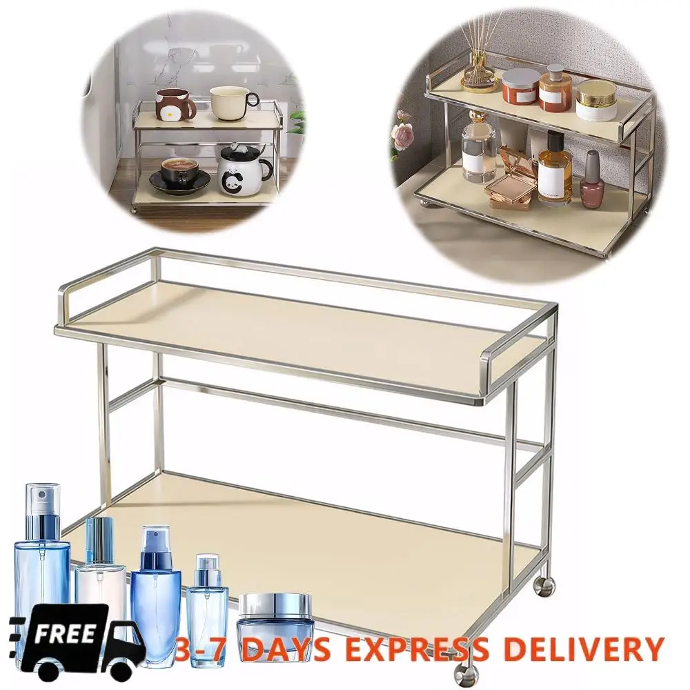 

1 Pcs Counter Storage Rack for Home Dresser Kitchen Spice Office (Beige)