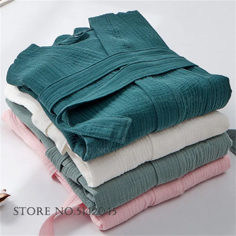 

Female Cotton Robe Homewear Half Sleeve Kimono Bathrobe Gown Spring Summer Cotton Gauze Sleepwear Nightgown Comfortable Negligee
