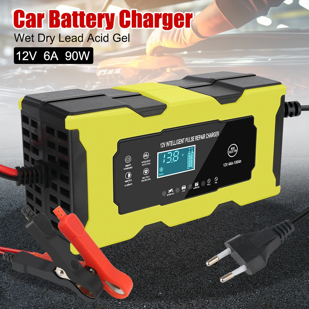 Pulse Repair 12V 6A Wet Dry Lead Acid Gel Charger Car Auto Battery Charger Smart Truck Motorcycle Car Charger