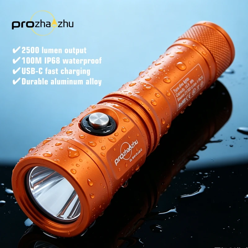 prozhaozhu-dl-b50-plus-2500-lumen-lampe-de-poche-de-plongee-sous-marine-usb-c-rechargeable-ip68-resistant-a-l'eau-100m-torche-de-plongee-professionnelle