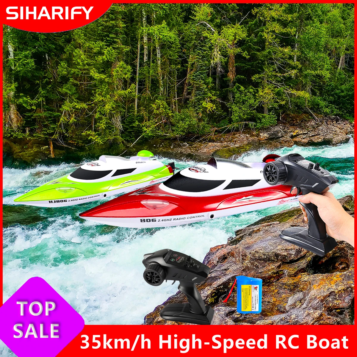 

RC Boat Speed 35Km/h 2.4Ghz Remote Control boats Children's Games Boy's Toy Power Ship Electric Motor Boat for Kids RC Speedboat