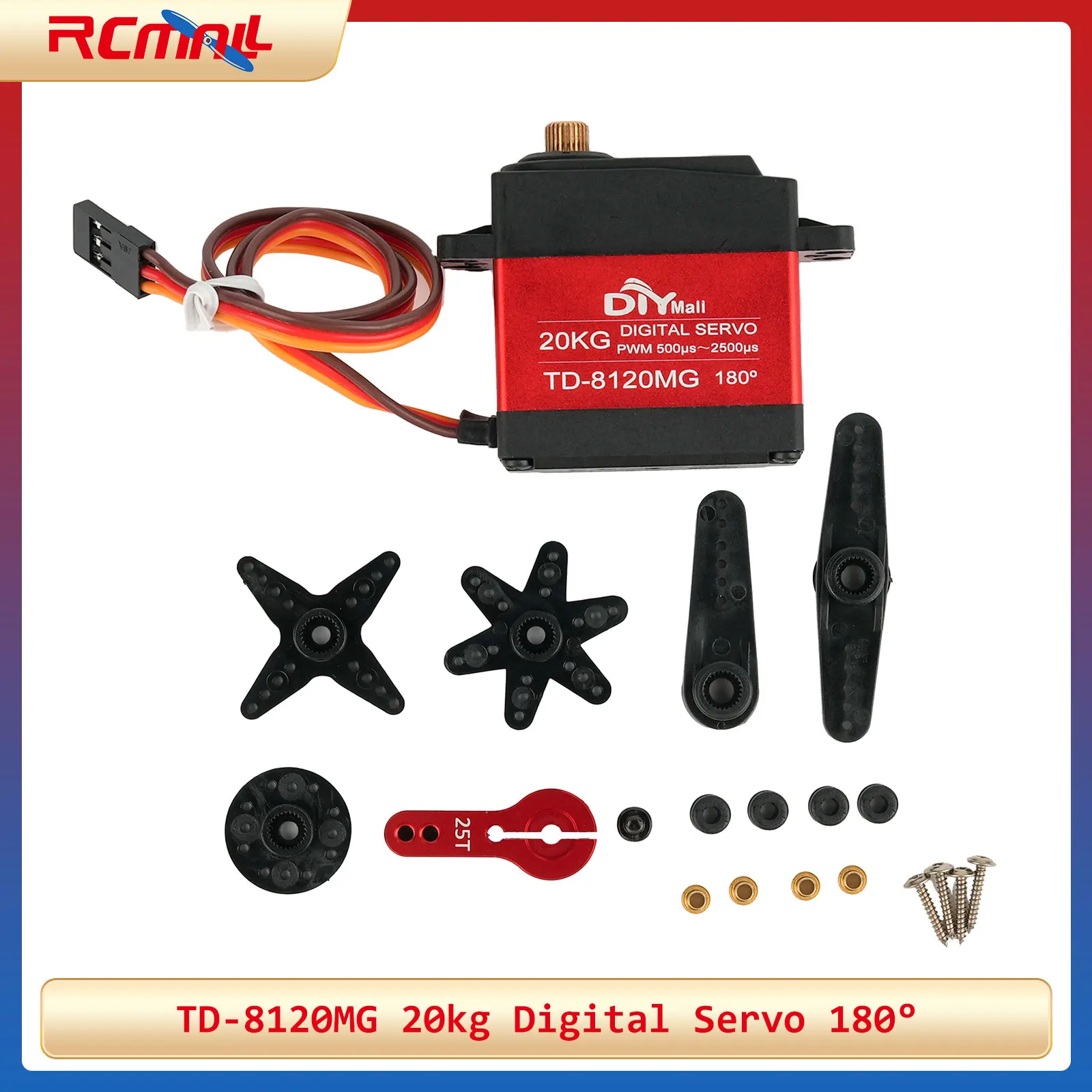 TD-8120MG High Torque 20kg Digital Servo Waterproof Metal Gear 180 Degree PWM 500-2500usec for RC Car Model Vehicle Toy
