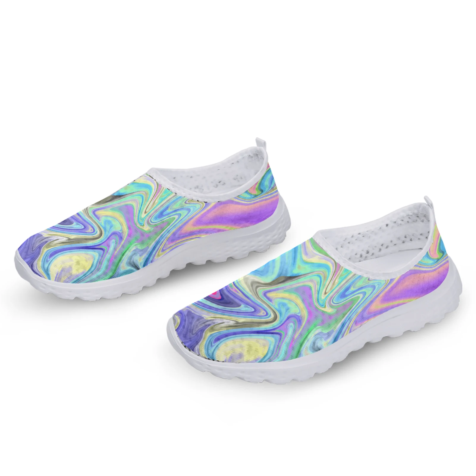 INSTANTARTS Rainbow Psychedelic Print Lightweight Breathable Shoes Women Loafers Slip On Casual Shoes Flats Shoes Zapatos Mujer