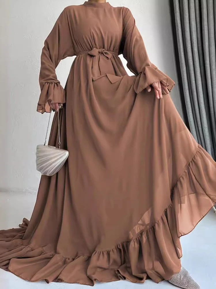 Eid müslüman elbise kadınlar Abaya Jalabiya Sashes ramazan fas Dubai Abayas mütevazı arap uzun Robe Kaftan Islam parti Vestidos 2024