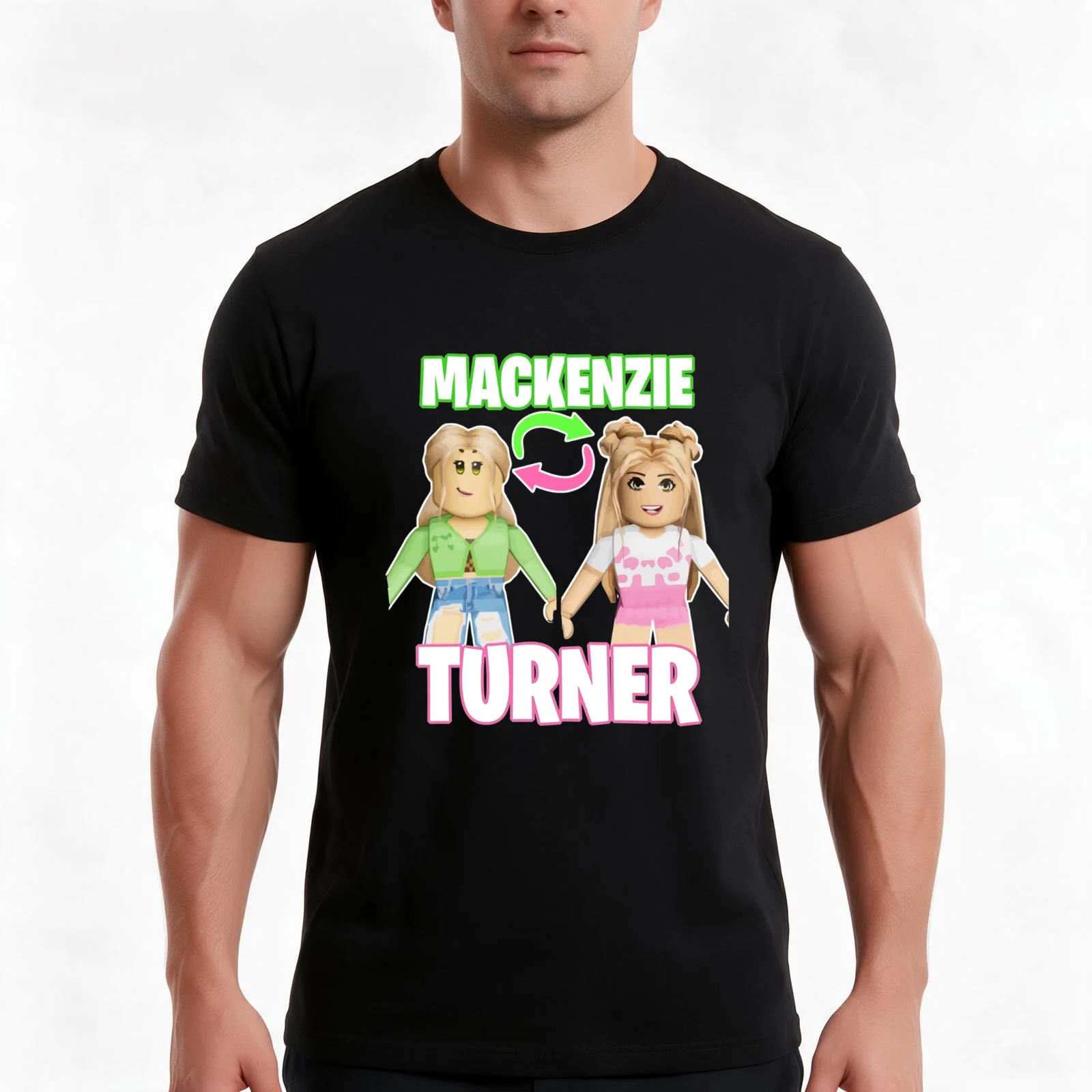 Mackenzie Turner T-Shirt, Summer Casual Cotton Tee, Oversized Streetwear Tops, Vintage Graphic Print, Loose Fit Short Sleeve