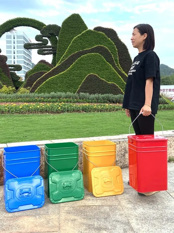 30L portable can with lid handle 40L classification square thickened outdoor fruit skin box circular paint inner bucket