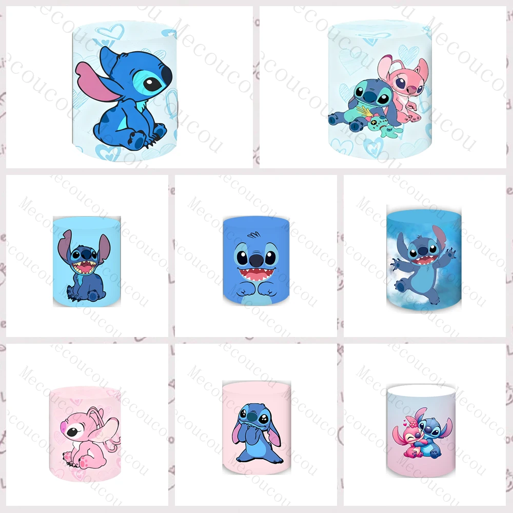 스티치 테마 배경 맞춤형 어린이 생일 또는 베이비 샤워 파티 장식 실린더 커버 케이크 테이블 베이스 장식 소품